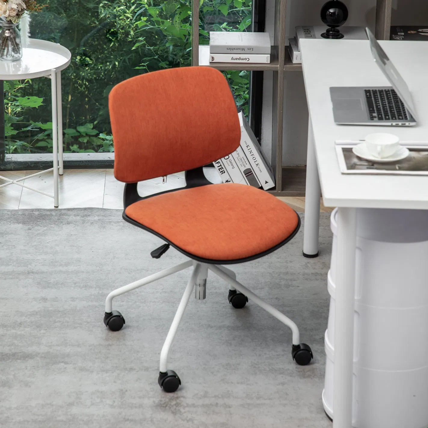 Ergonomic Task Desk Chair Without Arms MID Back Fabric Swivel Office Chair