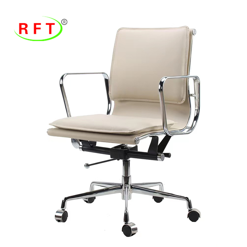 Luxury Brown PU Genuine Leather Ergonomic Swivel Manager Conference Table Chair