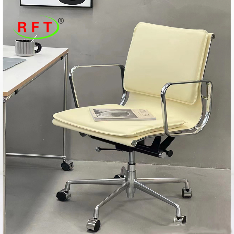 Luxury Brown PU Genuine Leather Ergonomic Swivel Manager Conference Table Chair