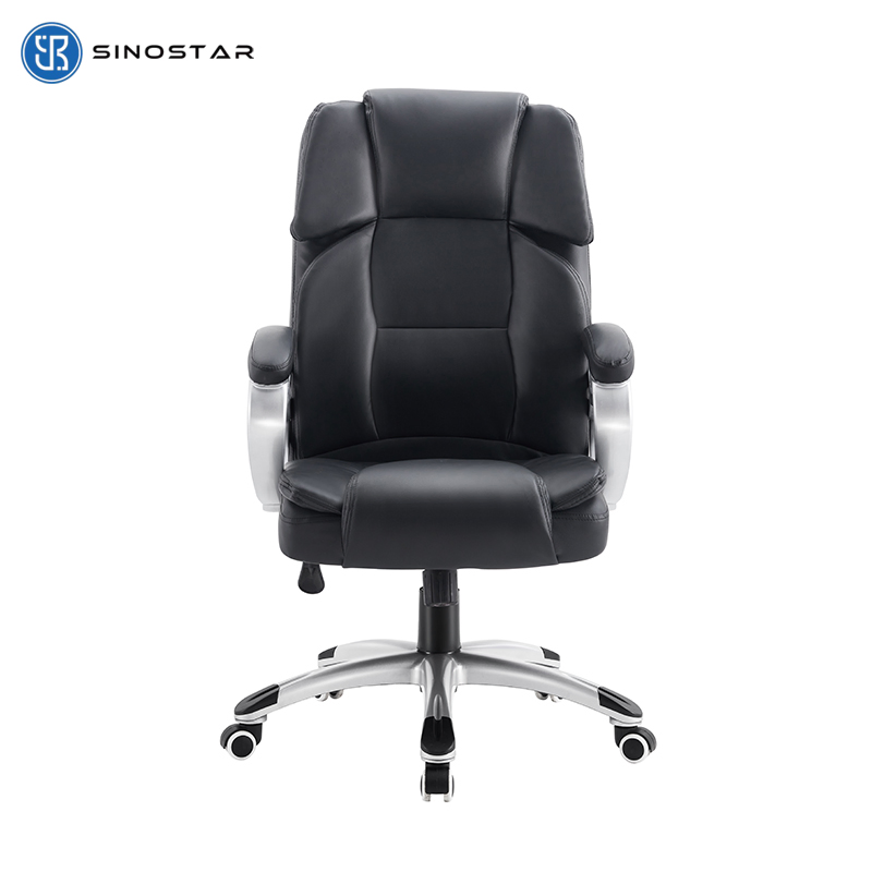 Ergonomic Managerial Chair Featuring Premium Leather Upholstery and Headrest