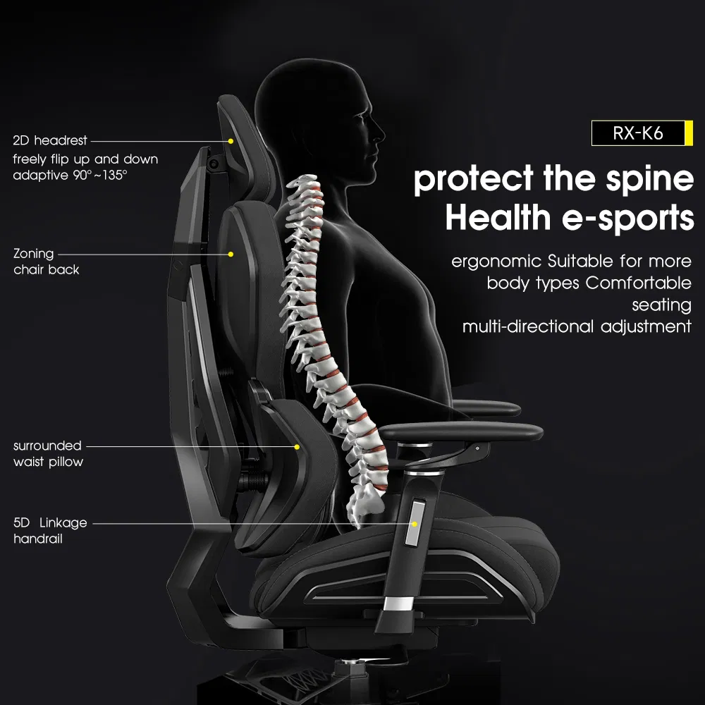 Big Tall Gaming Chair Adjustable Ergonomic 5D Armrest Black Executive Style Nylon Swivel Sillas Gamer Revolving Chair