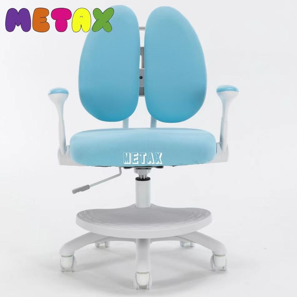 4-Way Adjustable Kids Task Chair - Steel Reinforced Dual Backrest, Swivel &amp; Height Adjust, White Armless Design (Vibrant Color Options)