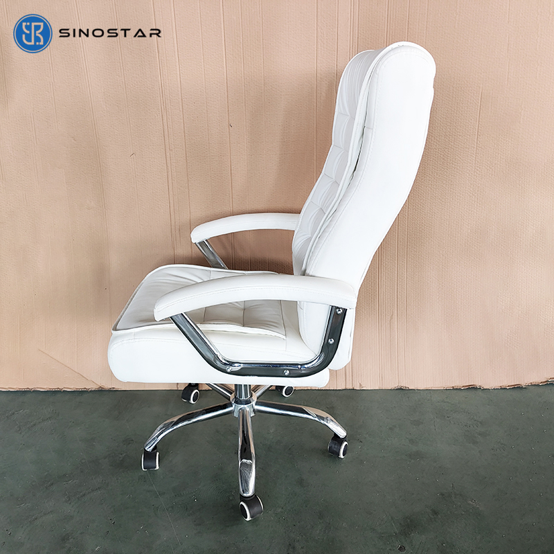 High-Quality Leather Task Chair for Managerial Use with Synchronized Tilt Mechanism