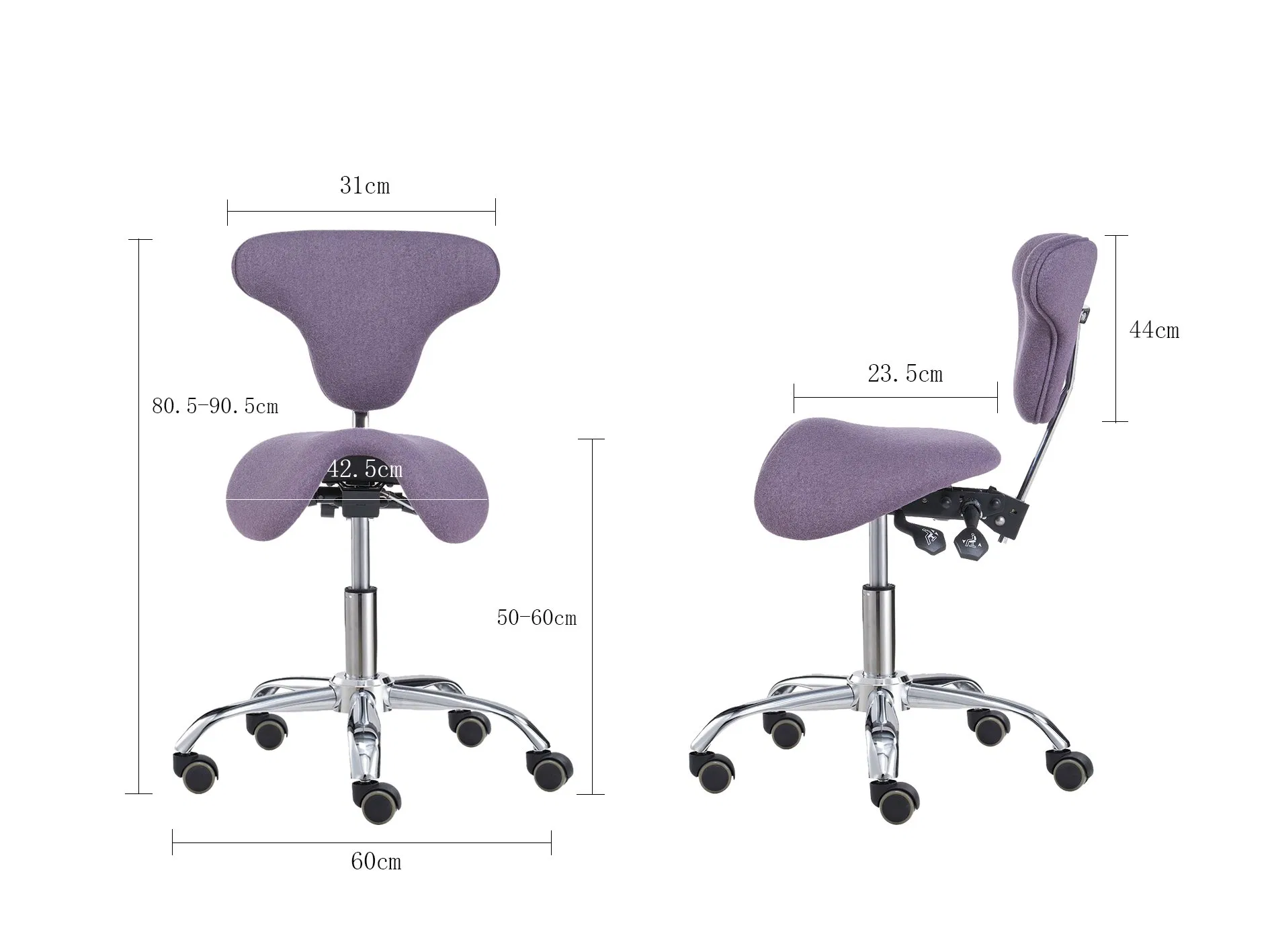a Superior Quality Salon Gas Lift Stool-Saddle Seat, Back Rest, Ring Foot Rest