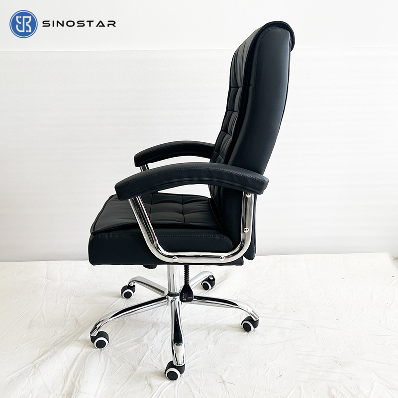 Managerial Office Swivel Chair Featuring Contoured PU Leather Seat and Lumbar Support