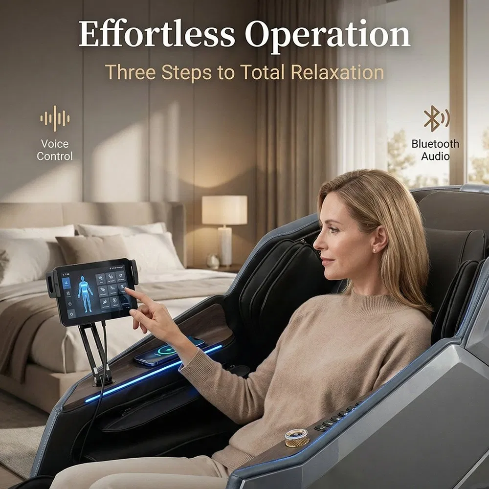 Recliner Massage Chair SL Track 4D Manipulator Full Body Airbags Heating Zero Gravity Adjustable Angle for Sitting and Lying Relaxation