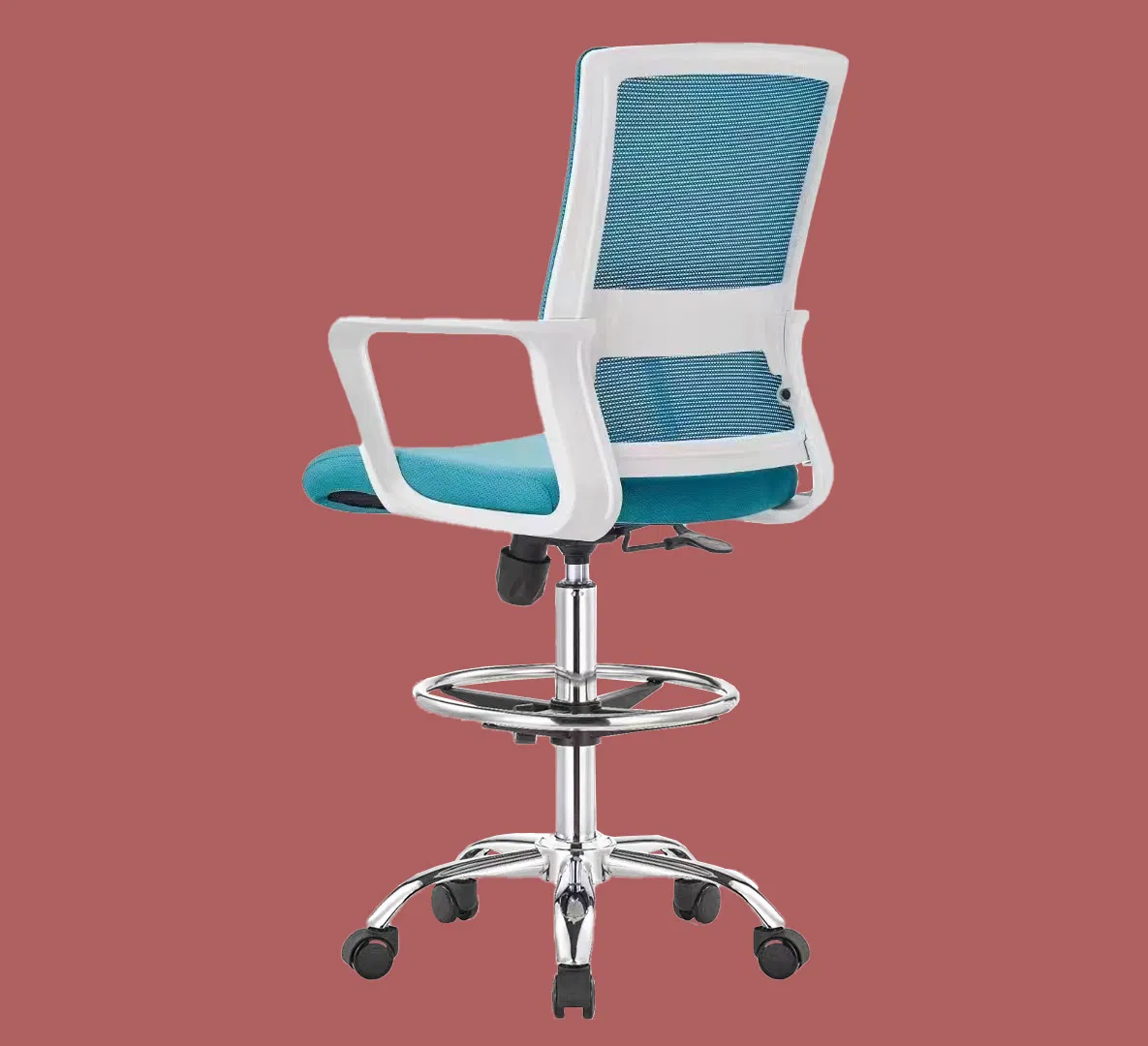 Modern Bar Stool Standing Desk Chair Adjustable Drafting Chair Tall Lab Swivel Office Fabric Task Chairs with Foot Ring