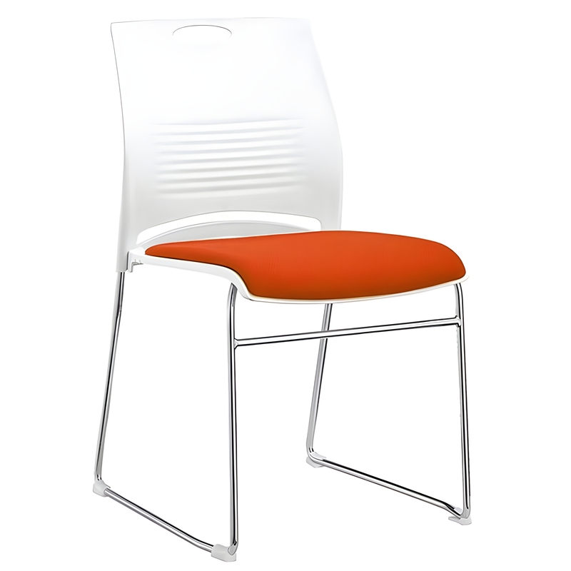 Simple Plastic Metal Frame Armless Stacking Meeting Room Chair with Cushion