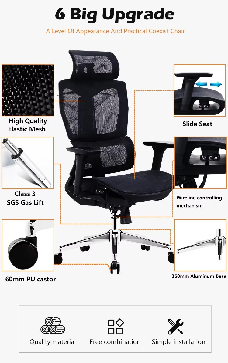 High Quality Ergonomic Design Swivel Task Chair Mesh Executive Chair with Adjustable Lumbar Support