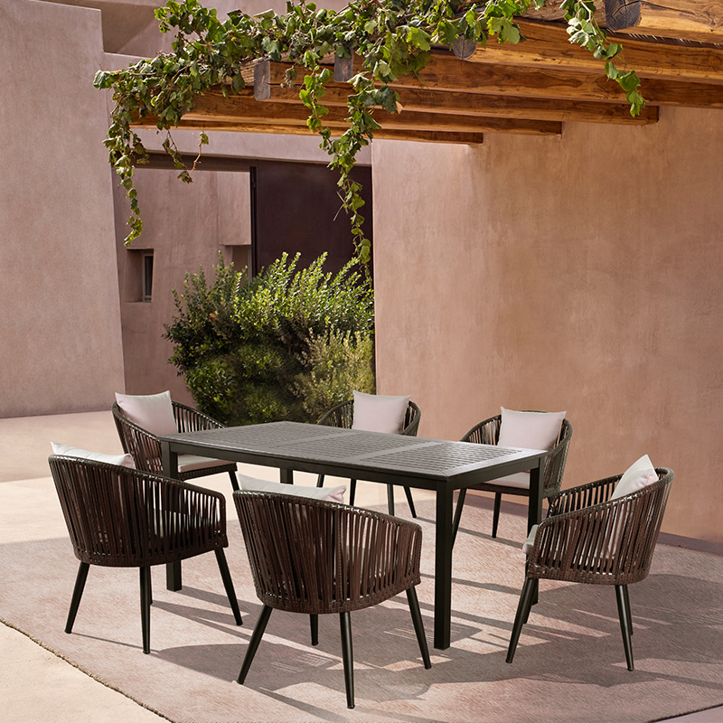 Bamboo Furniture Set Dining Room Table and Chairs Garden Patio Rattan Outdoor Furniture for Sitting Room