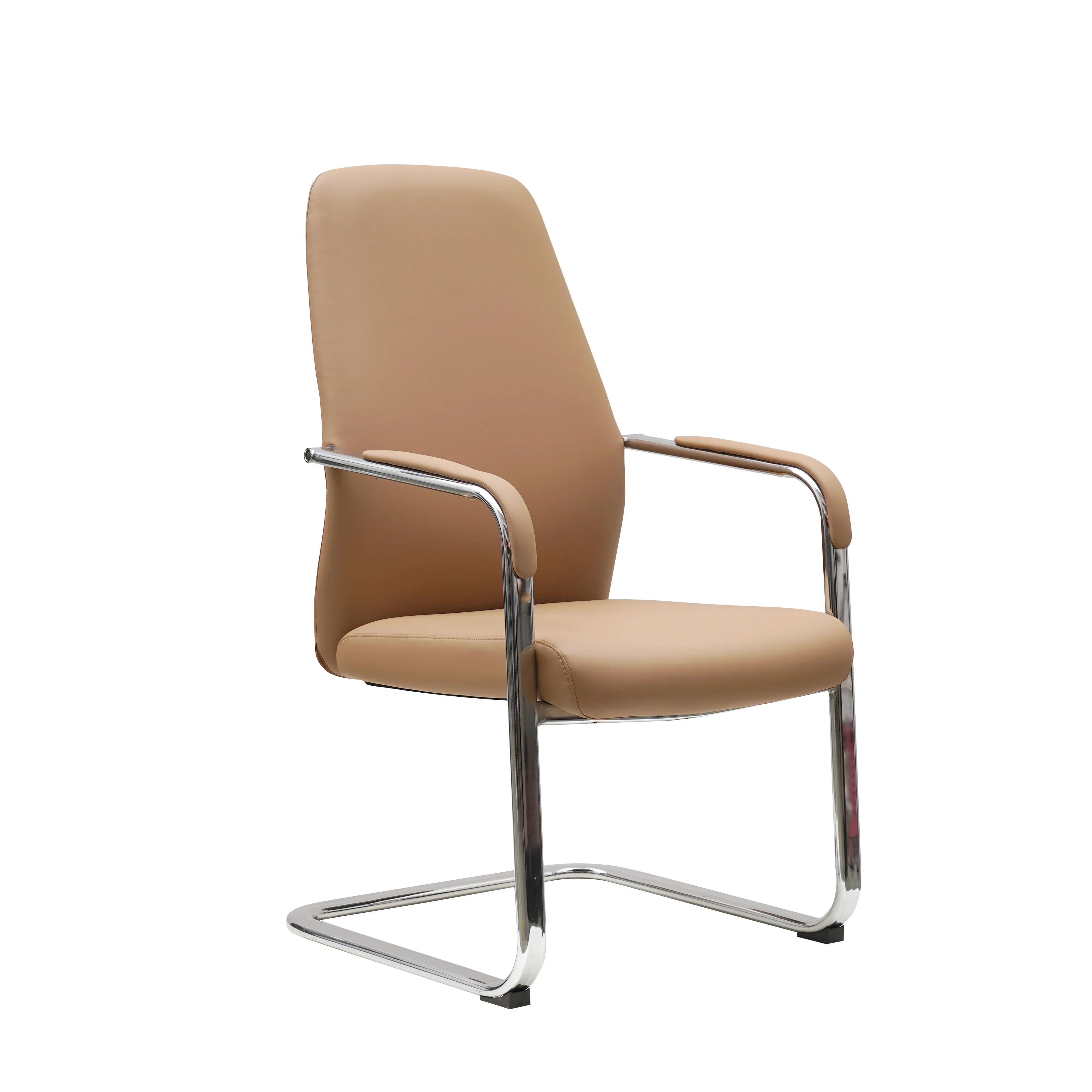 Ergonomic Hight Comfortable Cowhide Leather Office Chair with Chrome Flat-Head Frame