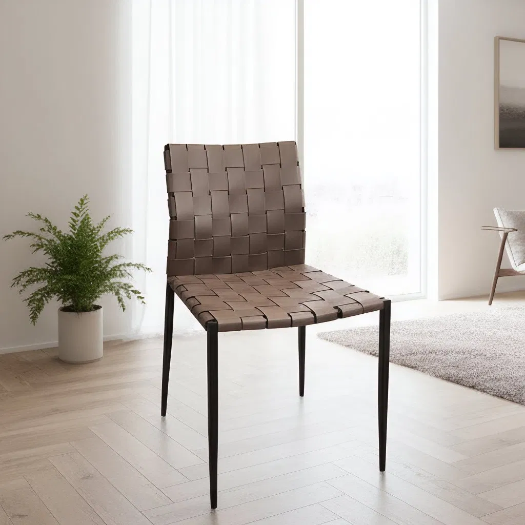 Managerial Leather Office Chair with Wood Accents and Plush Cushioning