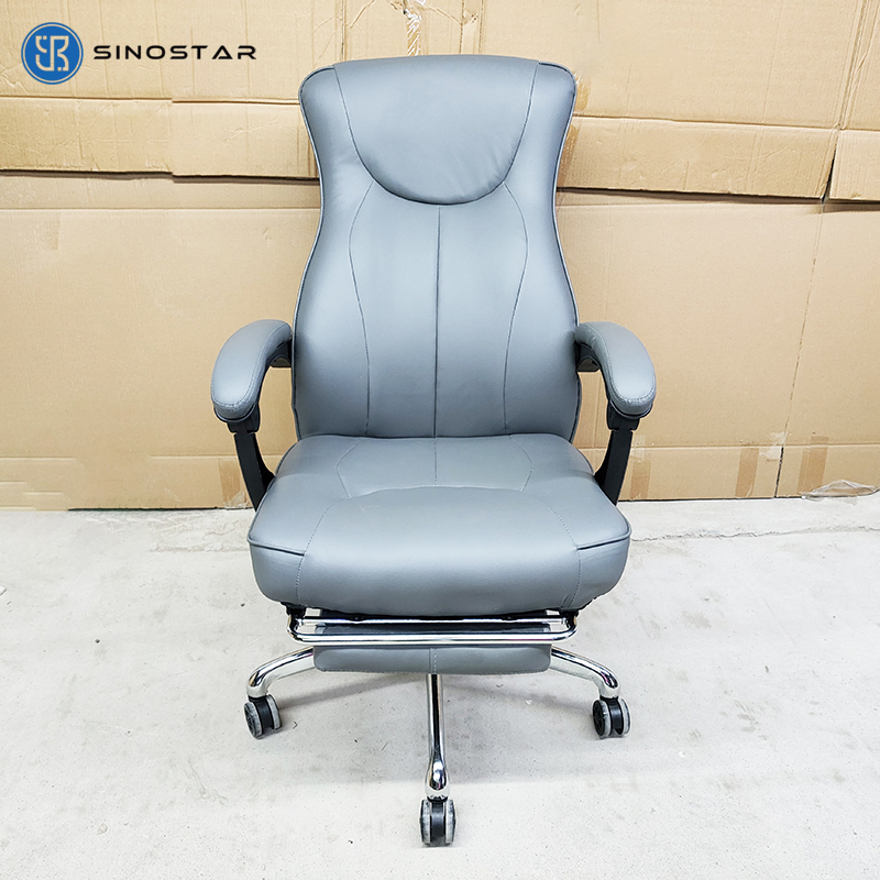 Ergonomic Managerial Chair with Reinforced Metal Base and Multi-Position Reclining Function