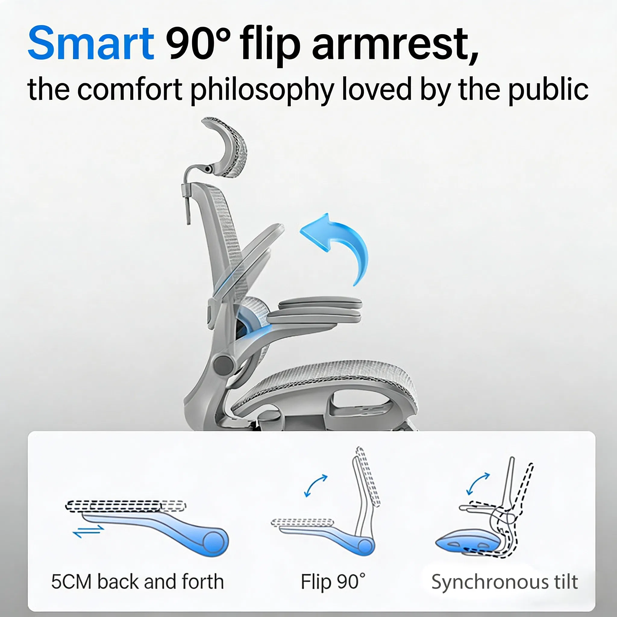 High Quality Ergonomic Office Chair Reclining with Headrest Lumbar Support Adjustable Footrest Task Chair