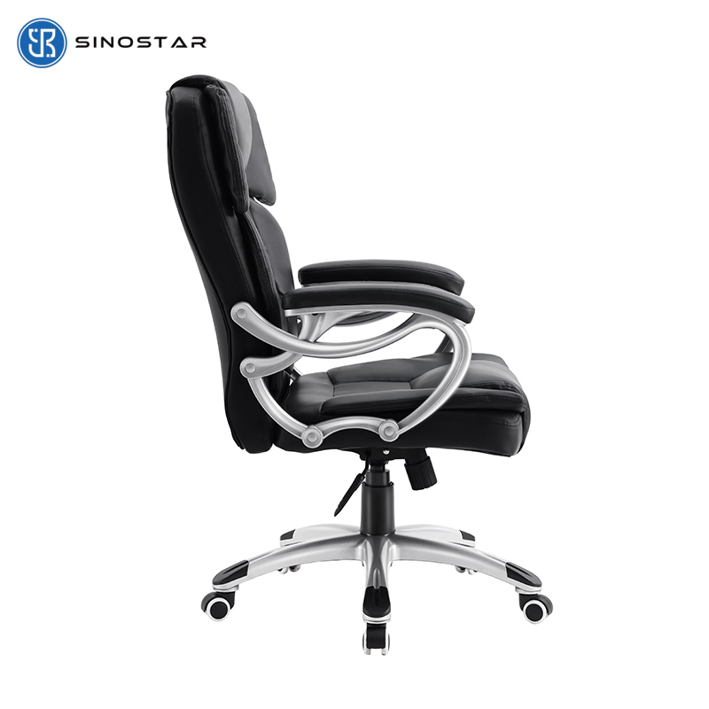 Ergonomic Managerial Chair Featuring Premium Leather Upholstery and Headrest