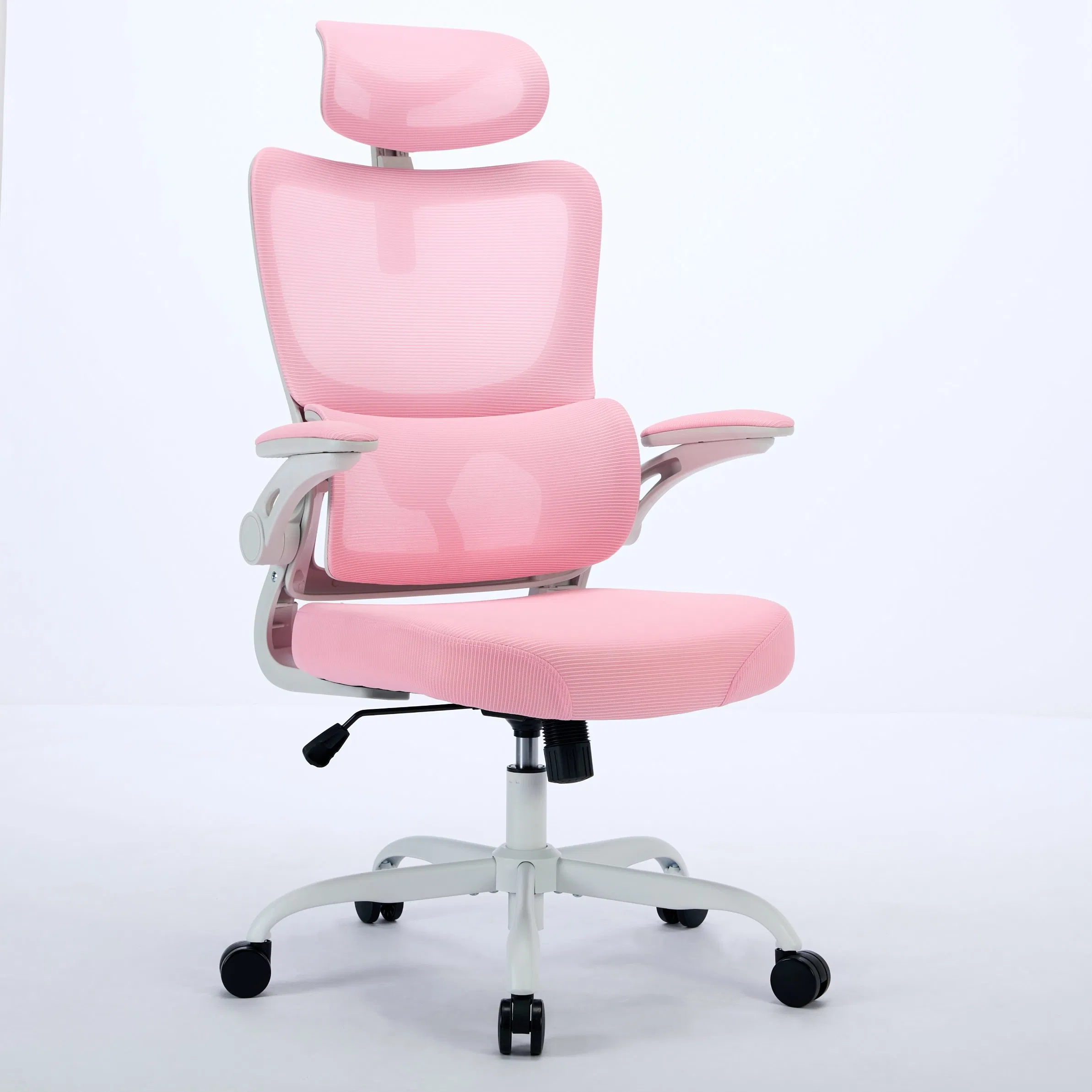 Office Chair Ergonomic Desk Chair, 330 Lbs Home Mesh Office Desk Chairs with Wheels, Comfortable Gaming Chair, High Back Office Chair for Long Hours (Pink)
