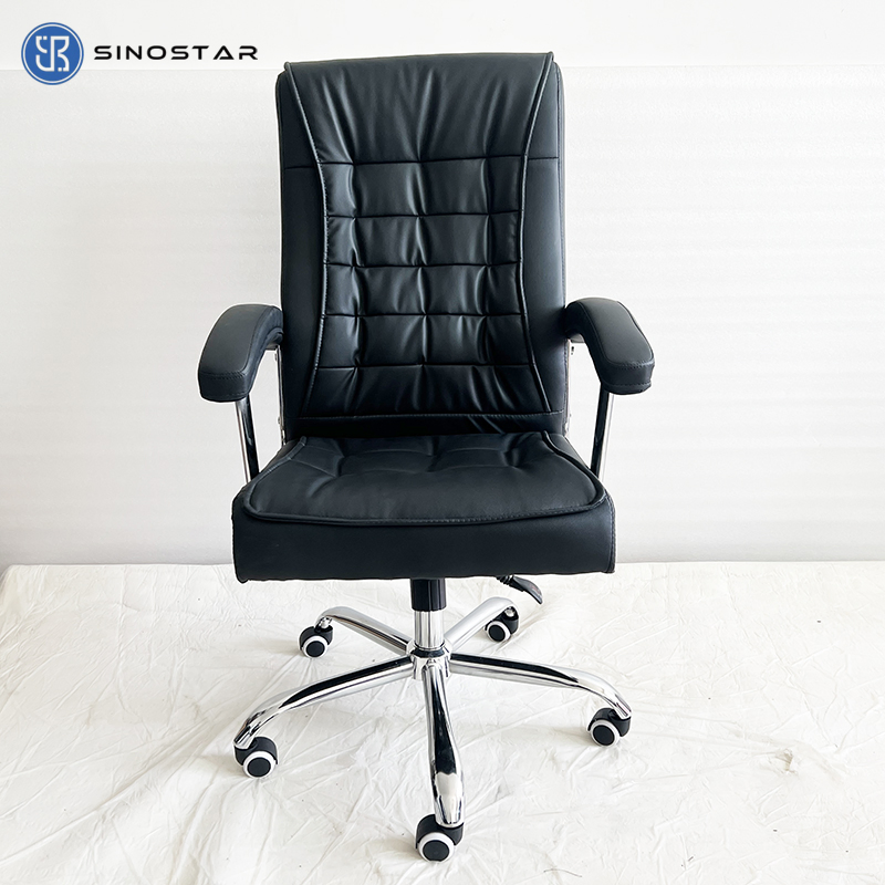High-Quality Leather Task Chair for Managerial Use with Synchronized Tilt Mechanism