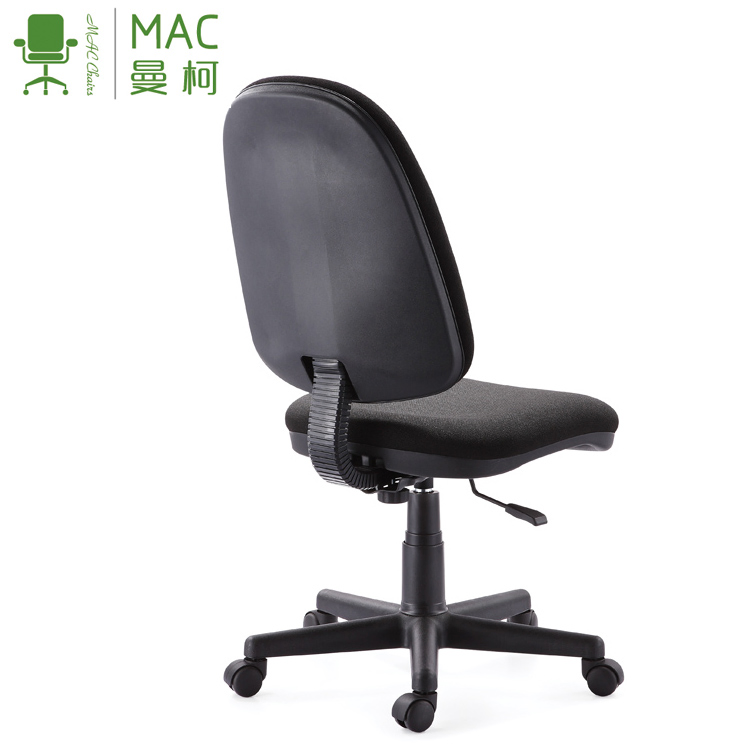 Black Fabric Armless ESD Swivel Staff Computer Task Office Chair No Armrest