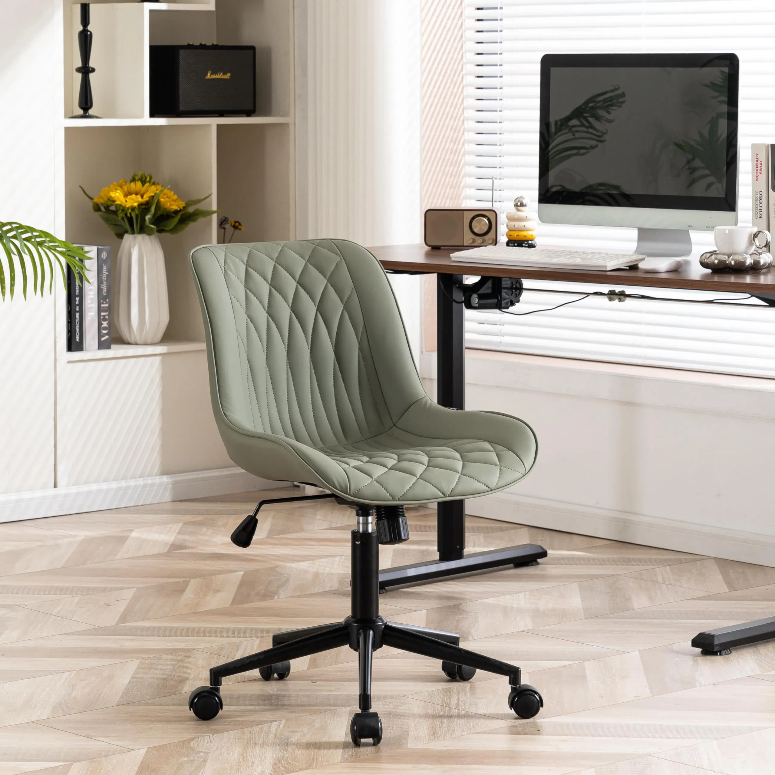 Armless Office Chair Swivel Rolling Task Chair