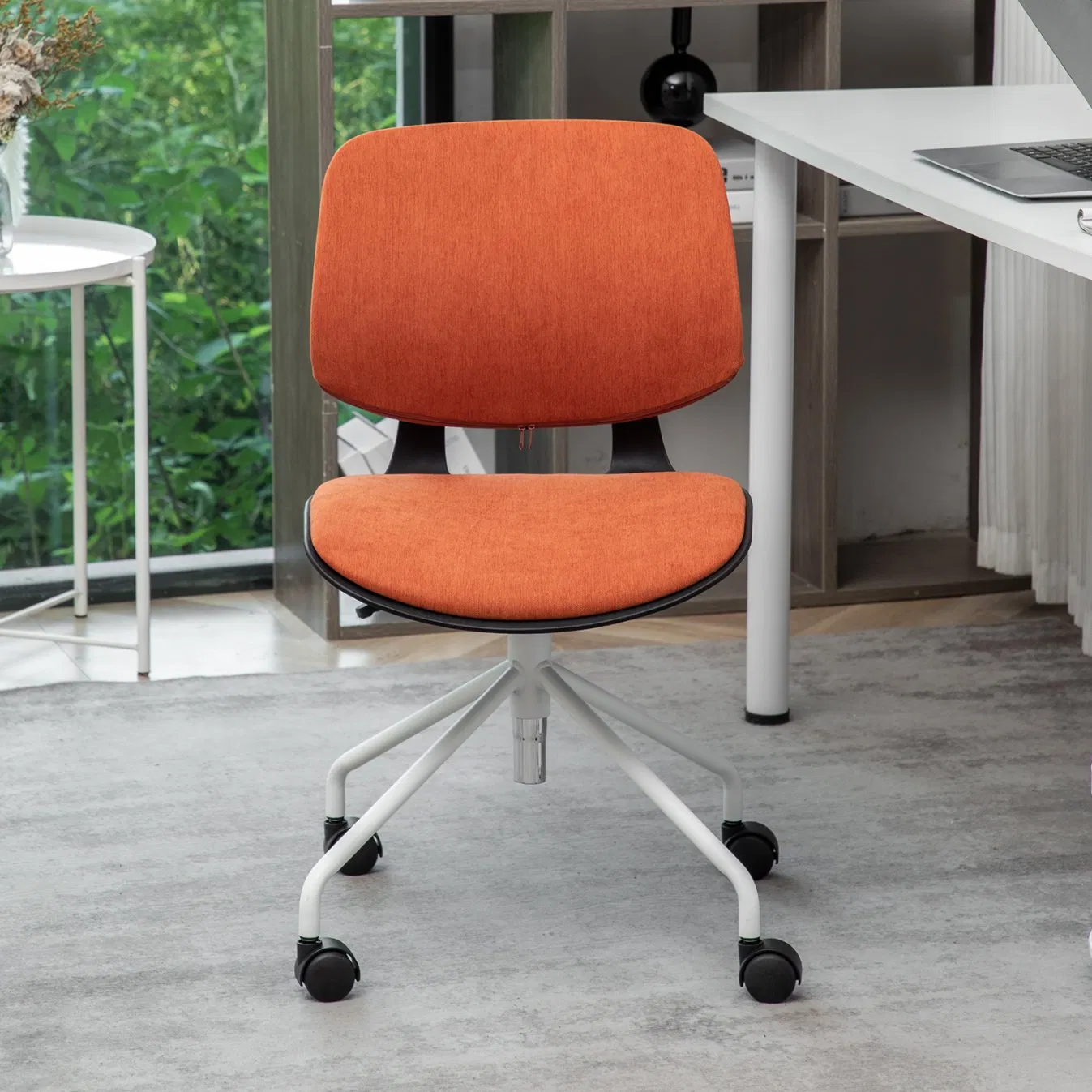 Armless Home Office Desk Chair Height Adjustable Computer Task with 360° Swivel Rolling Wheels for Small Space