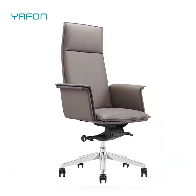High Back PU Leather Executive Office Ergonomic Chair with Aluminum Alloy High Feet