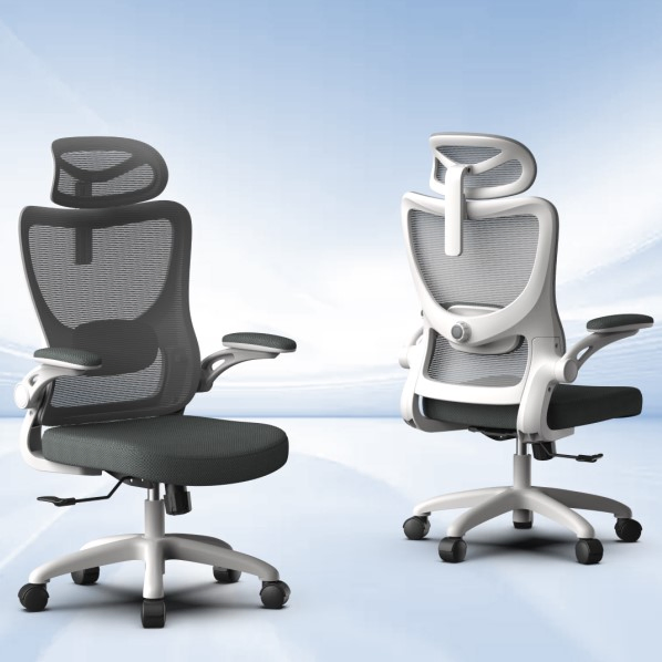 Ergonomic Breathable Mesh Gaming Computer Desk Chair with Headrest and Flip-up Arms