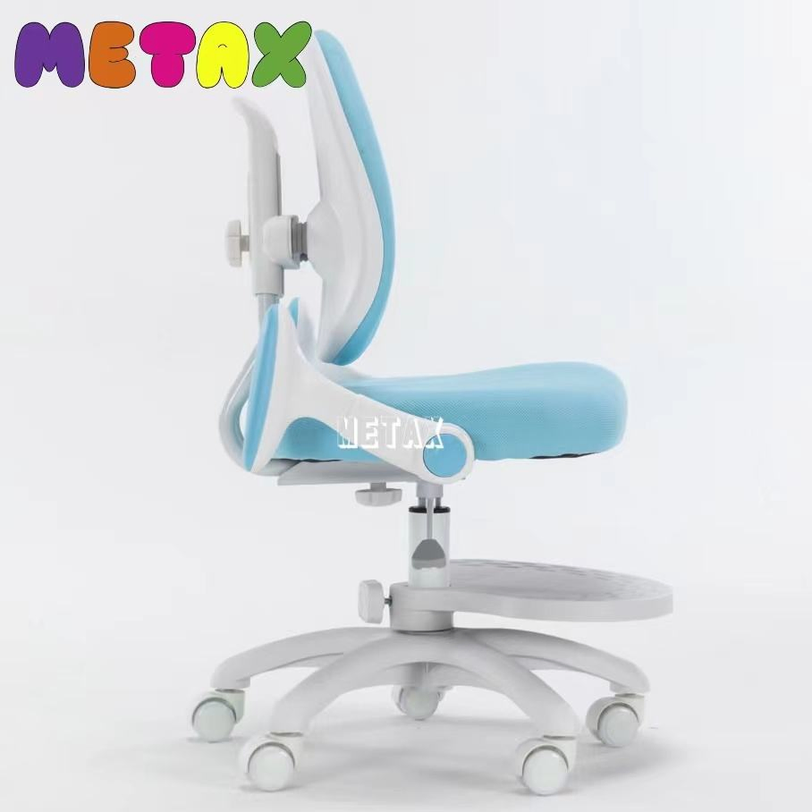 4-Way Adjustable Kids Task Chair - Steel Reinforced Dual Backrest, Swivel &amp; Height Adjust, White Armless Design (Vibrant Color Options)