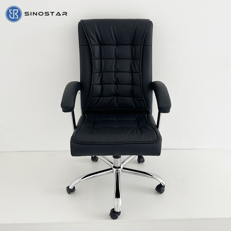 Managerial Office Swivel Chair Featuring Contoured PU Leather Seat and Lumbar Support