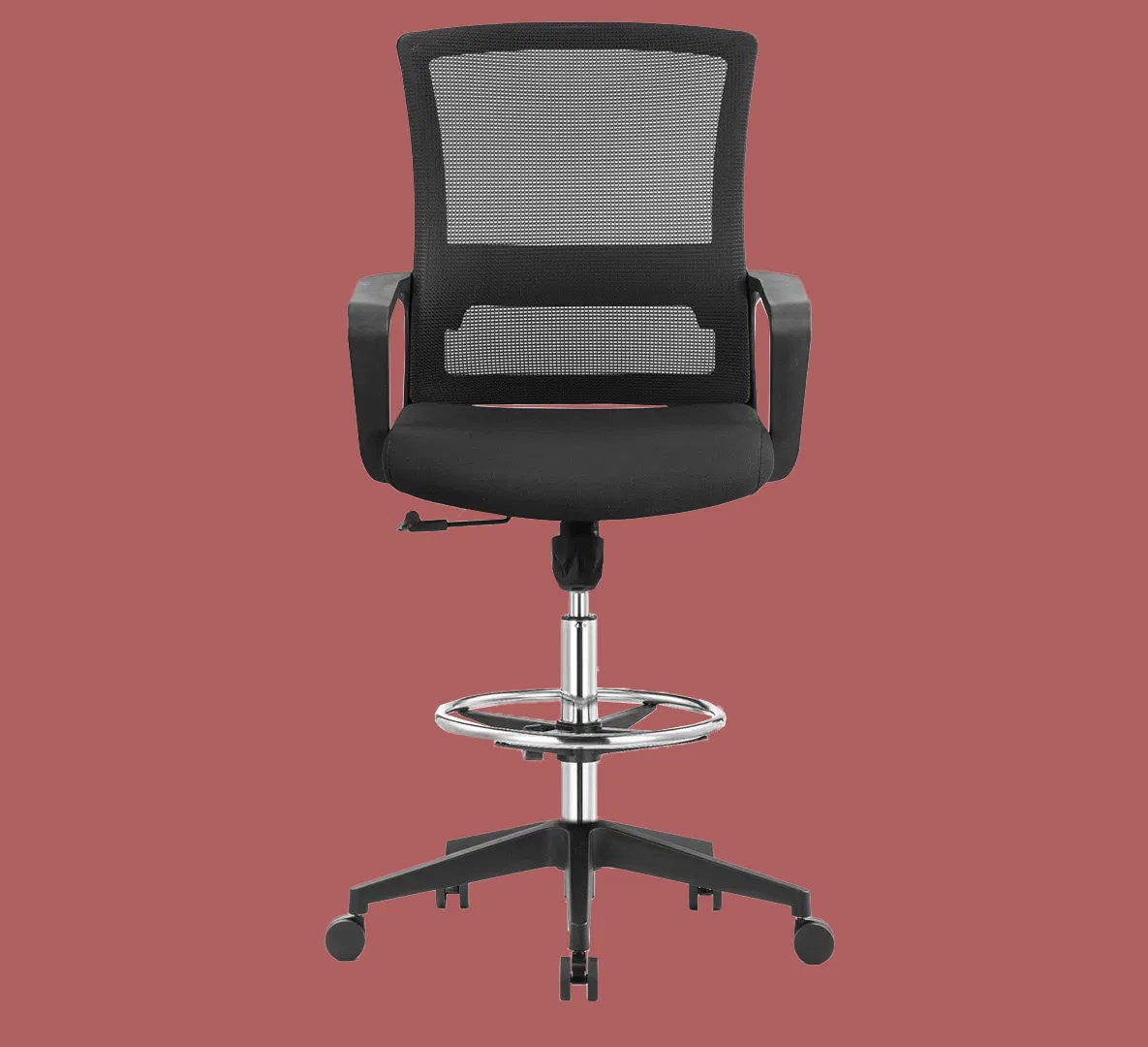 Modern Bar Stool Standing Desk Chair Adjustable Drafting Chair Tall Lab Swivel Office Fabric Task Chairs with Foot Ring