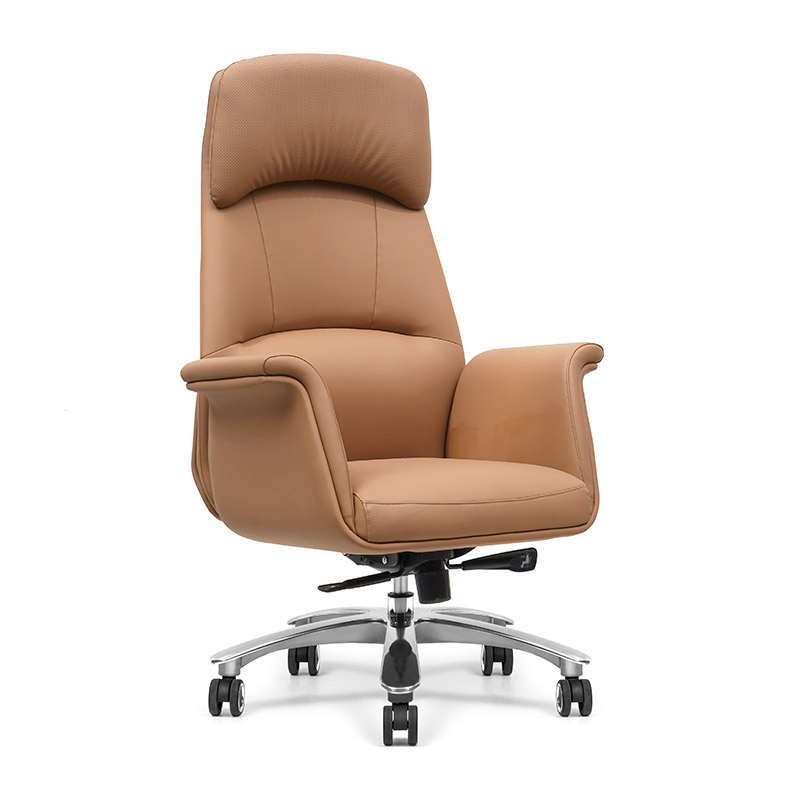 Ergonomic Adjustable Cowhide Office Chair for Prolonged Sitting with Headrest &amp; Fatigue Relief