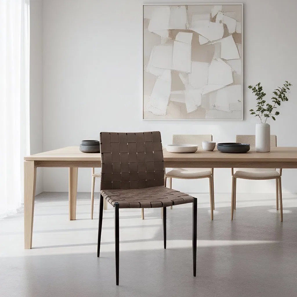 Managerial Leather Office Chair with Wood Accents and Plush Cushioning