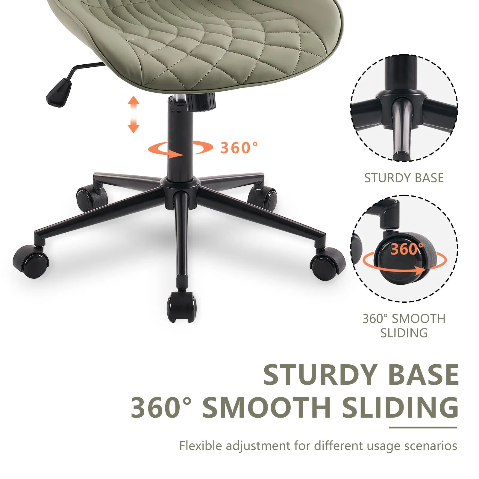 Armless Office Chair Swivel Rolling Task Chair
