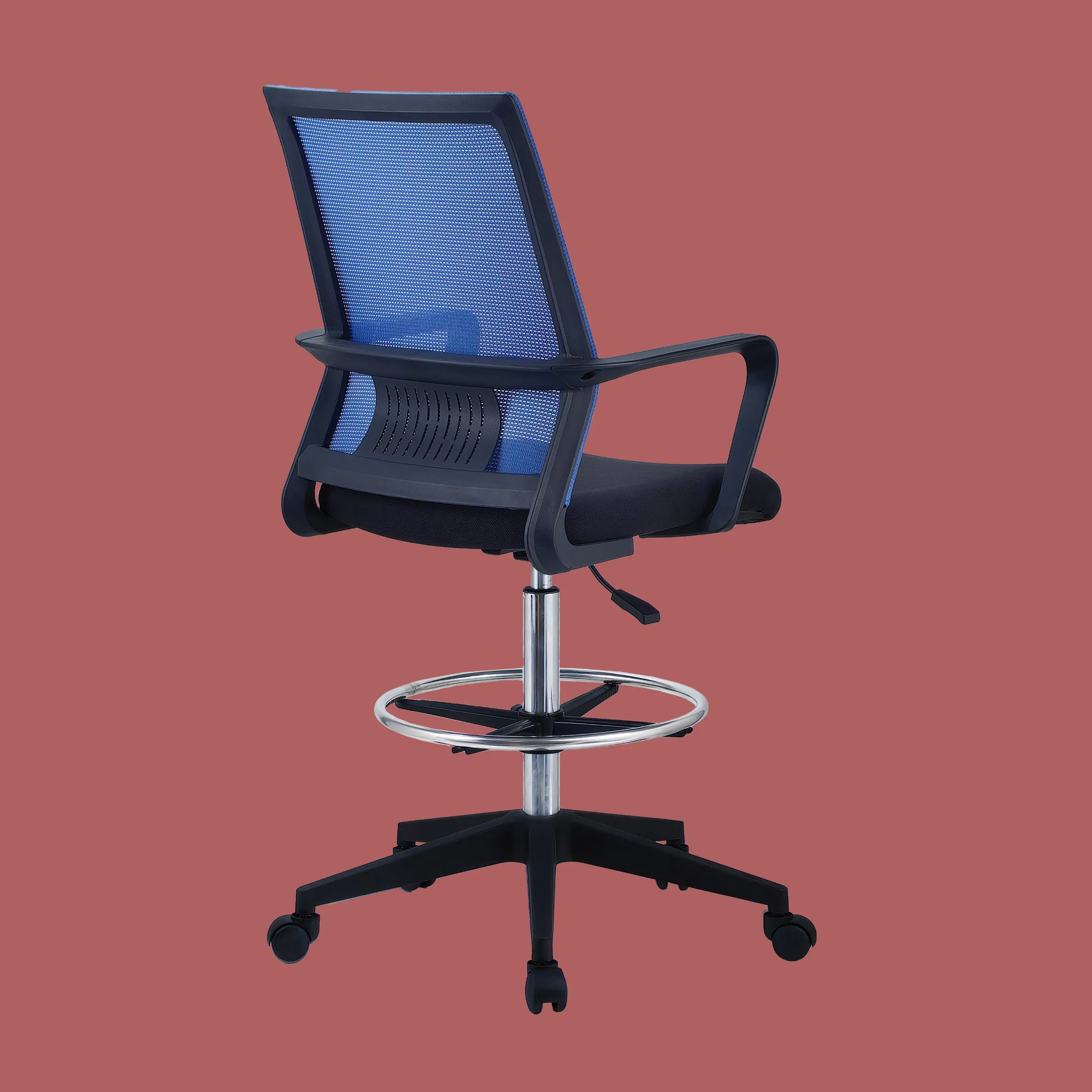 Modern Bar Stool Standing Desk Chair Adjustable Drafting Chair Tall Lab Swivel Office Fabric Task Chairs with Foot Ring