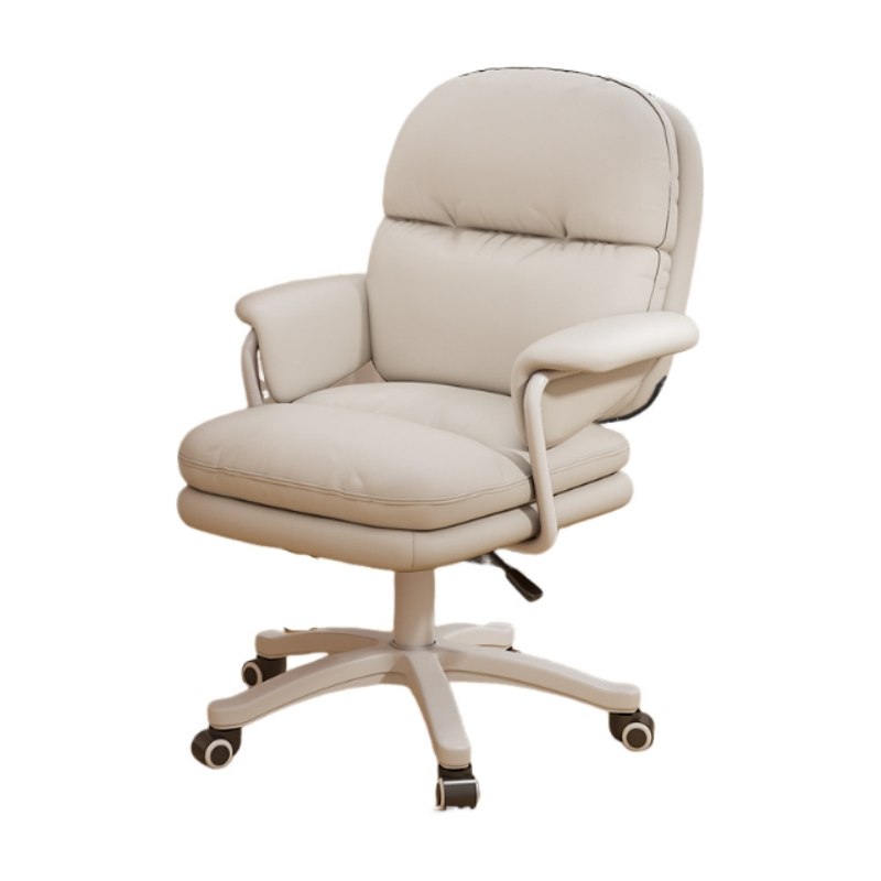 Modern Swivel Lift Chair Comfortable PU Material Elegant Design for Office Study Dormitory Bedroom-Long Sitting Desk Backrest