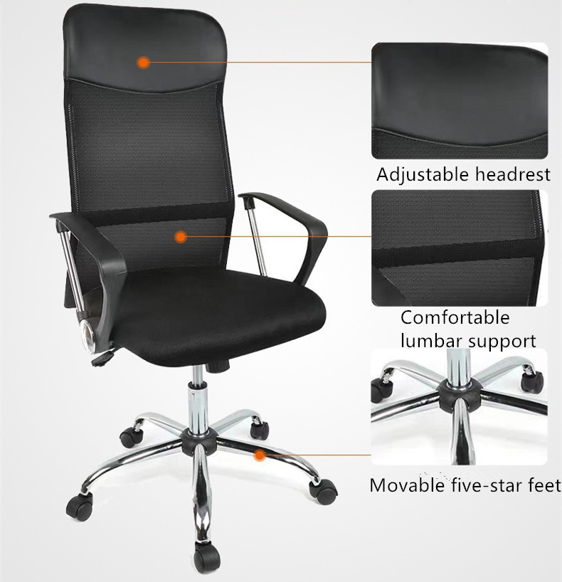 High Back Office Furniture Swivel Adjustable Mesh Ergonomic Chairs Sillas Oficina Executive Office Lifting Rotating Home Conference Computer Chair for Adult
