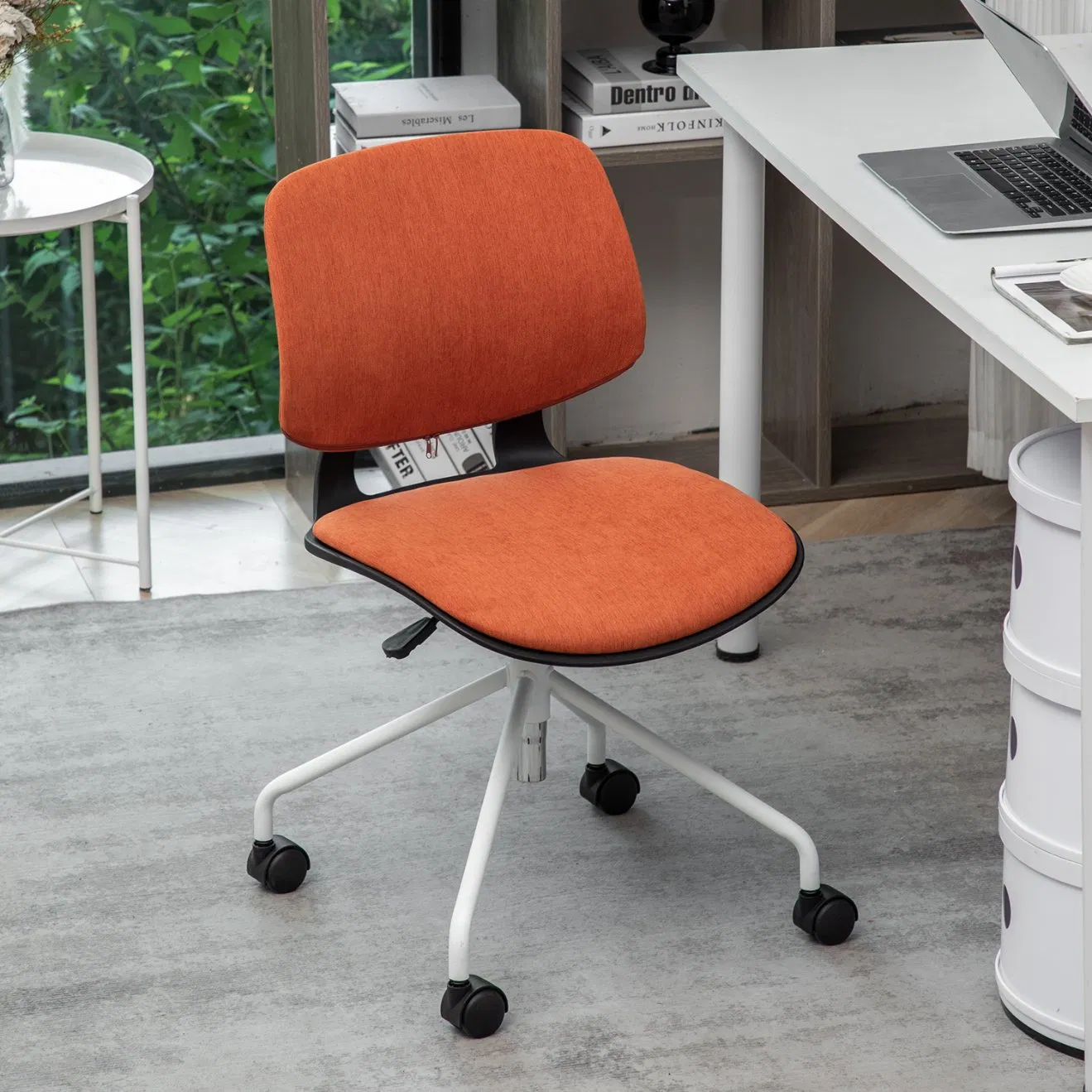Ergonomic Task Desk Chair Without Arms MID Back Fabric Swivel Office Chair