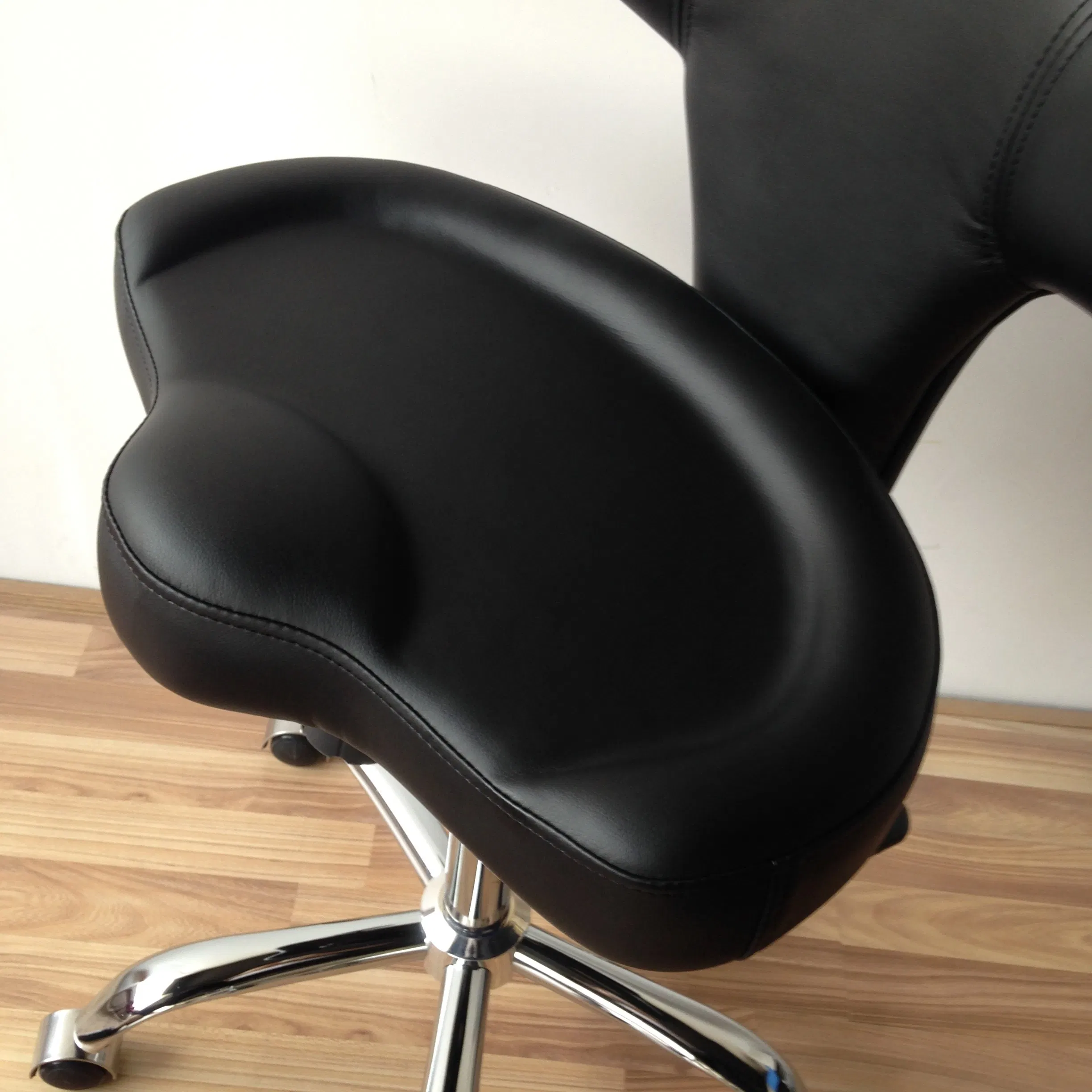 Haiyue Furniture Ergonomic MID-Back Leather Drafting Chair with Black PU Seat and Adjustable Foot Ring