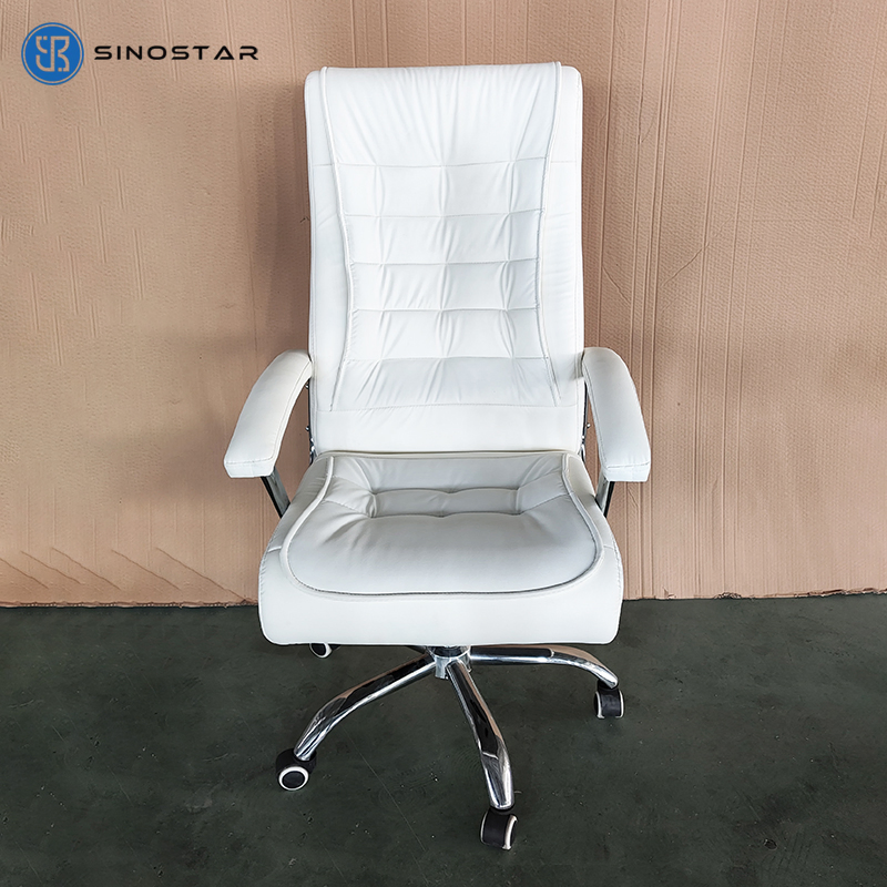 High-Quality Leather Task Chair for Managerial Use with Synchronized Tilt Mechanism