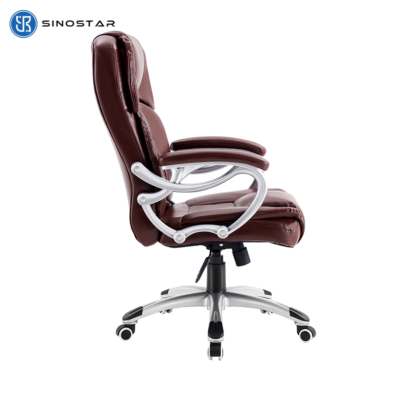 Ergonomic Managerial Chair Featuring Premium Leather Upholstery and Headrest