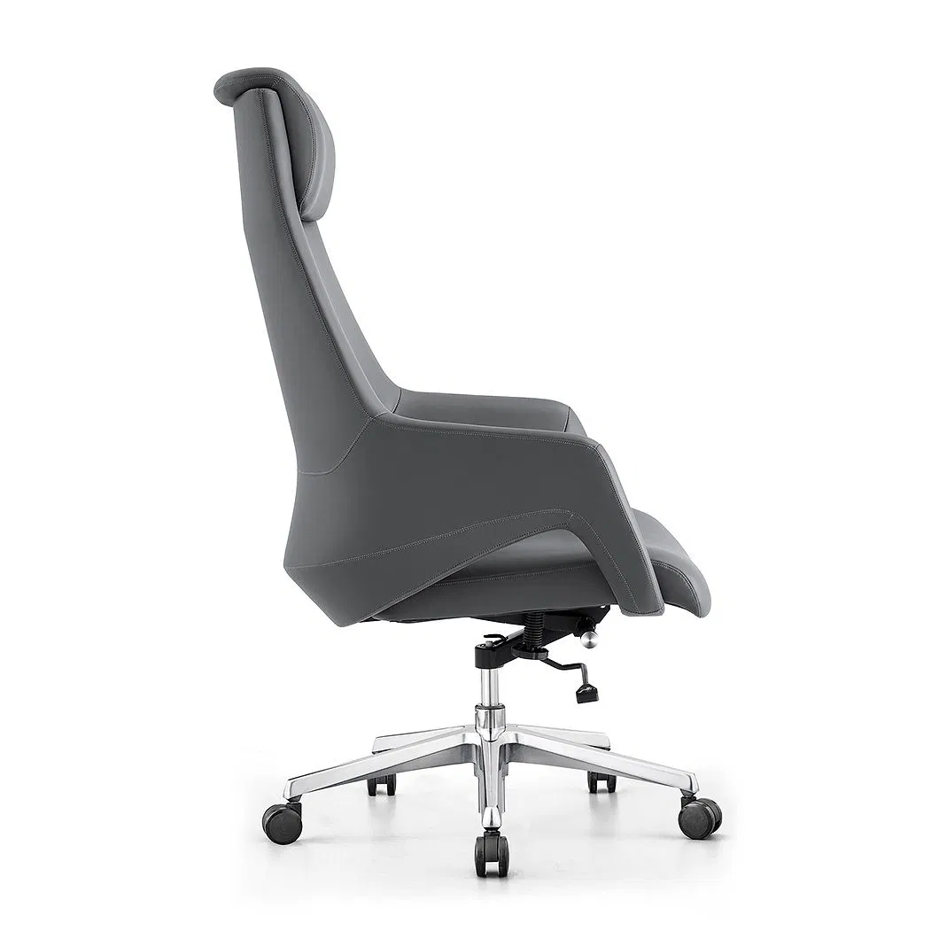 High Quality PU Leather Managerial Office Chair with Fixed Arms Ergonomic Swivel Design