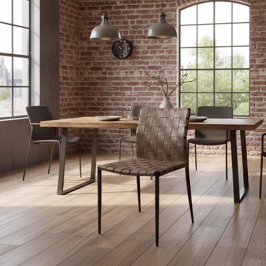 Managerial Leather Office Chair with Wood Accents and Plush Cushioning