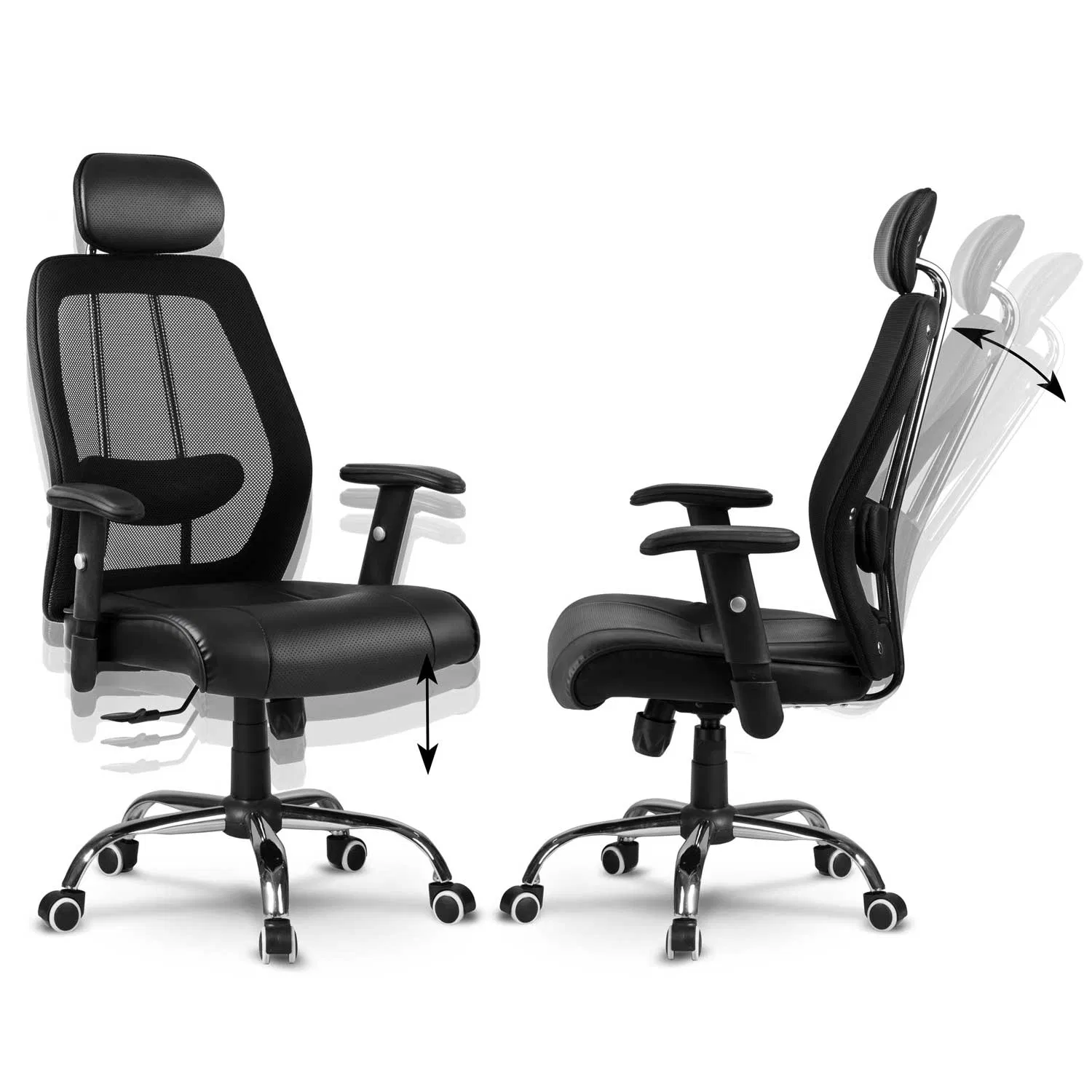 High Back Big and Tall Executive Office Chair PU Leather Desk Chair with Padded Armrests