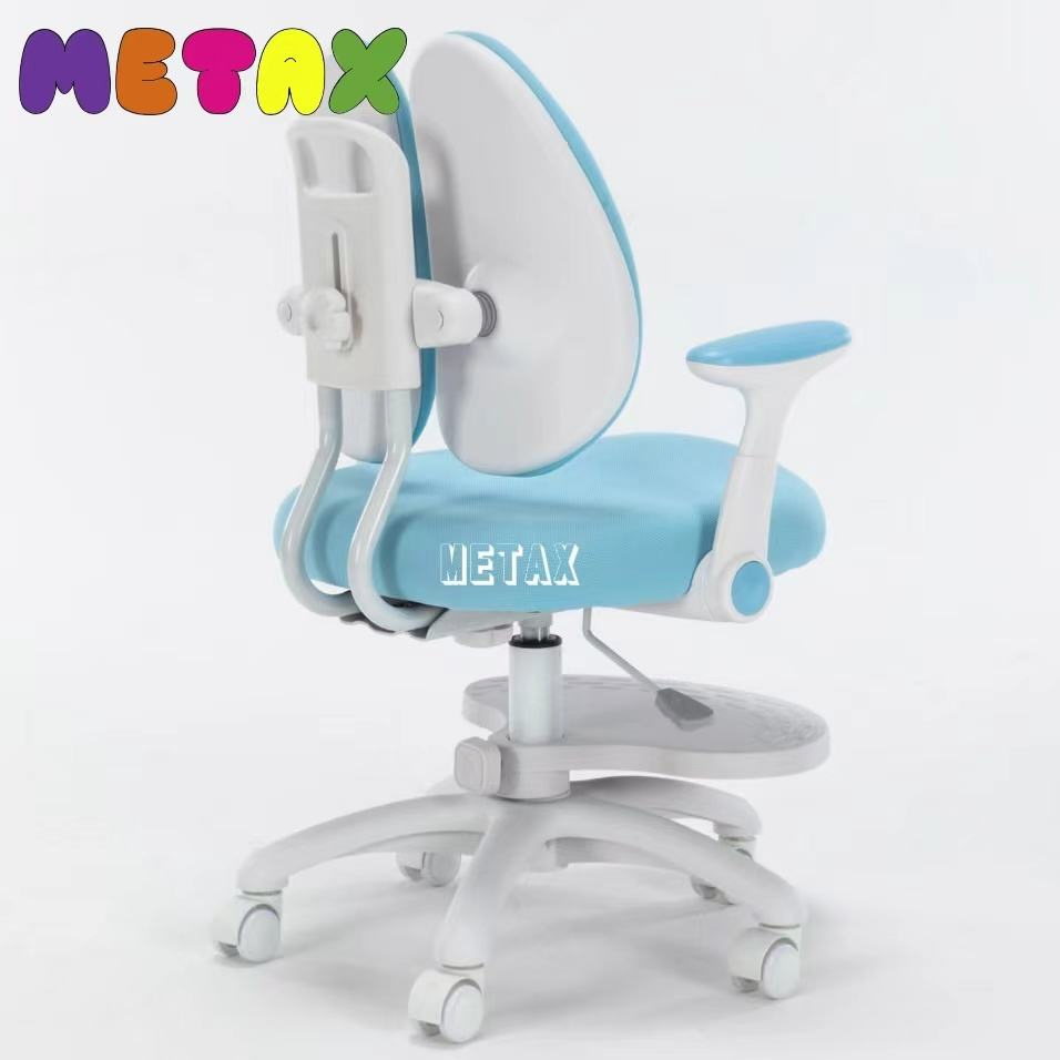 4-Way Adjustable Kids Task Chair - Steel Reinforced Dual Backrest, Swivel &amp; Height Adjust, White Armless Design (Vibrant Color Options)