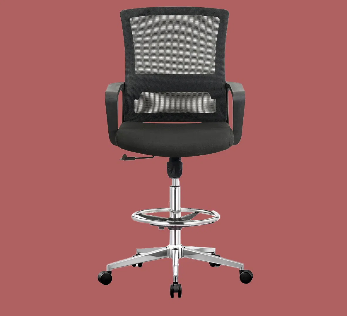 Modern Bar Stool Standing Desk Chair Adjustable Drafting Chair Tall Lab Swivel Office Fabric Task Chairs with Foot Ring