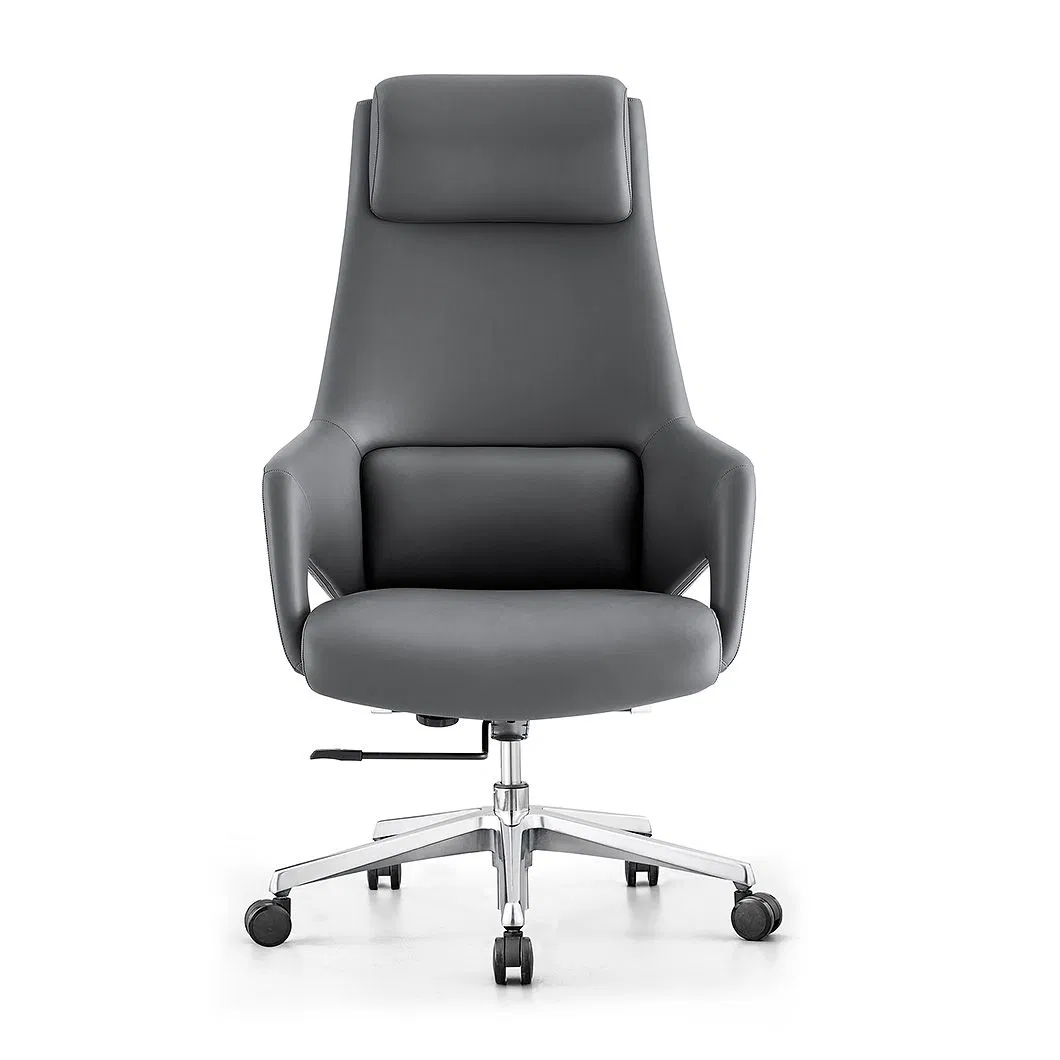 High Quality PU Leather Managerial Office Chair with Fixed Arms Ergonomic Swivel Design