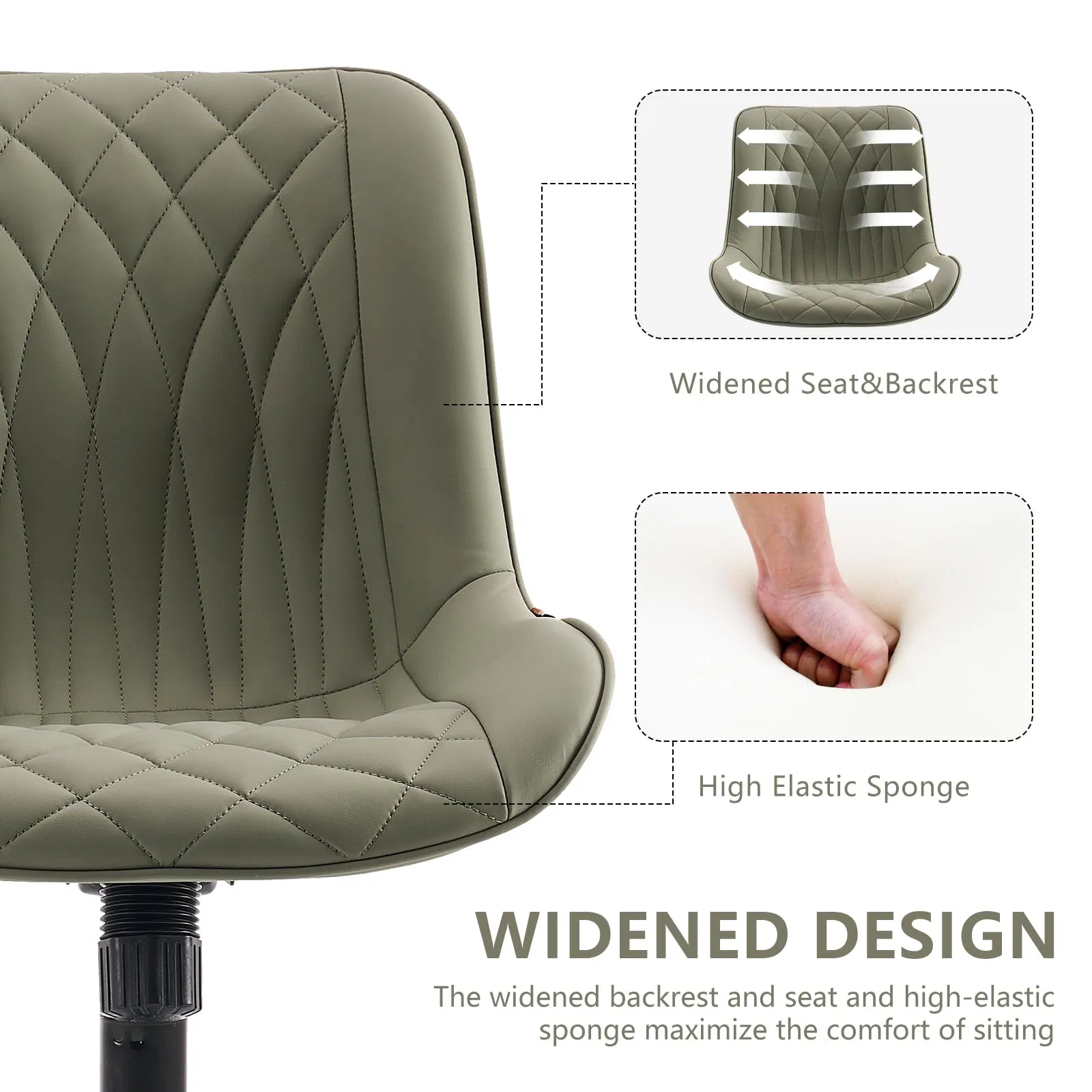 Armless Office Chair Swivel Rolling Task Chair