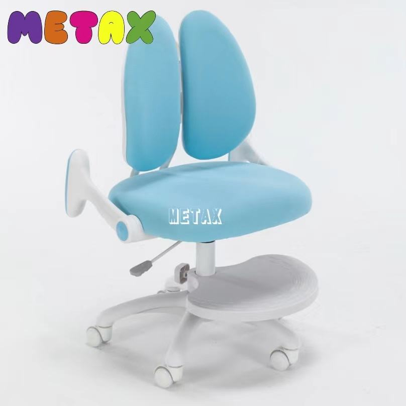 4-Way Adjustable Kids Task Chair - Steel Reinforced Dual Backrest, Swivel &amp; Height Adjust, White Armless Design (Vibrant Color Options)