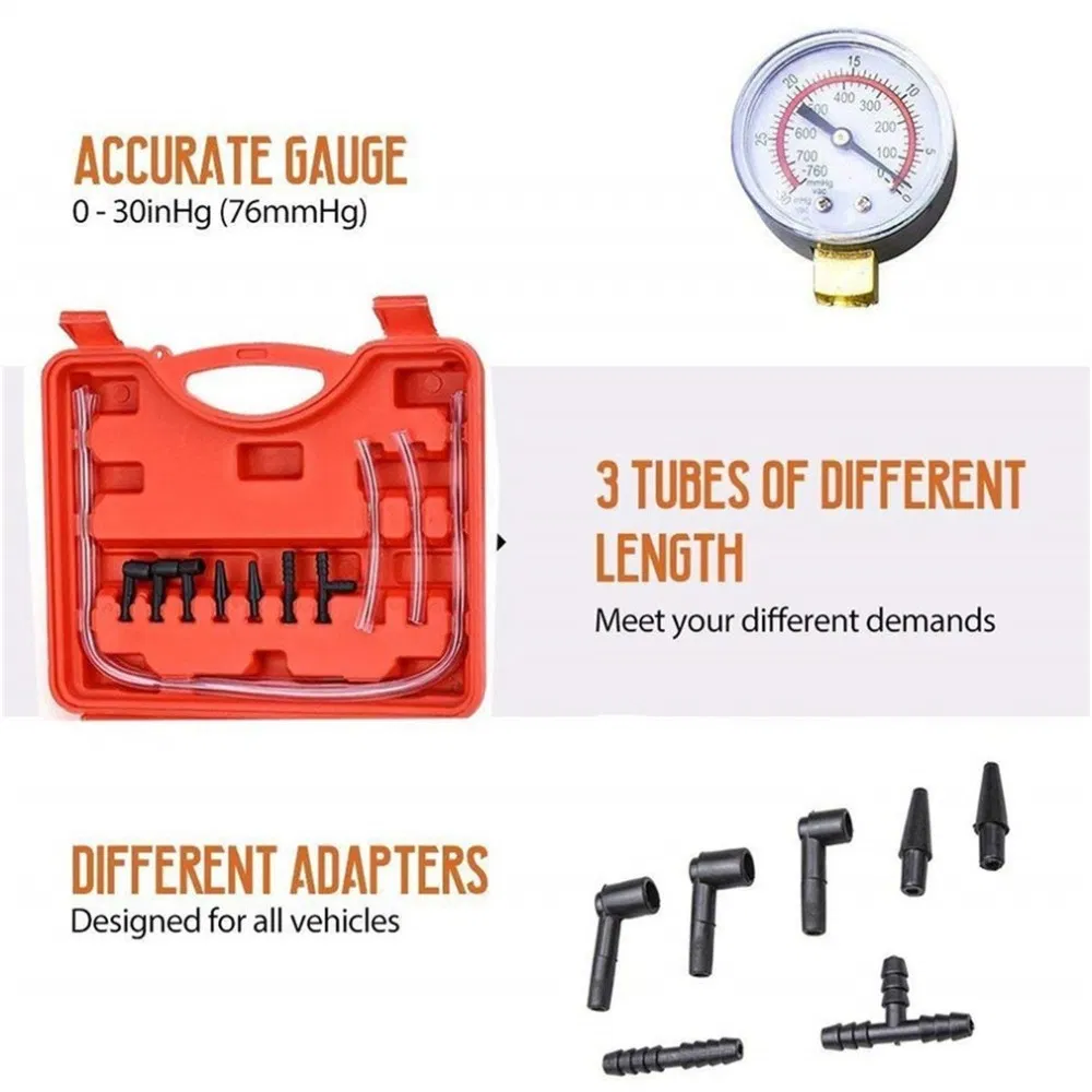 2in1 Brake Fluid Bleeder Tool Vacuum Pistol Pump with Gauge Meter Pressure Tester Kit