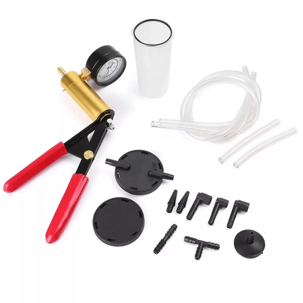 Hand Held Vacuum Pressure Pump Tester Set Brake Fluid Bleeder Bleeding Kit