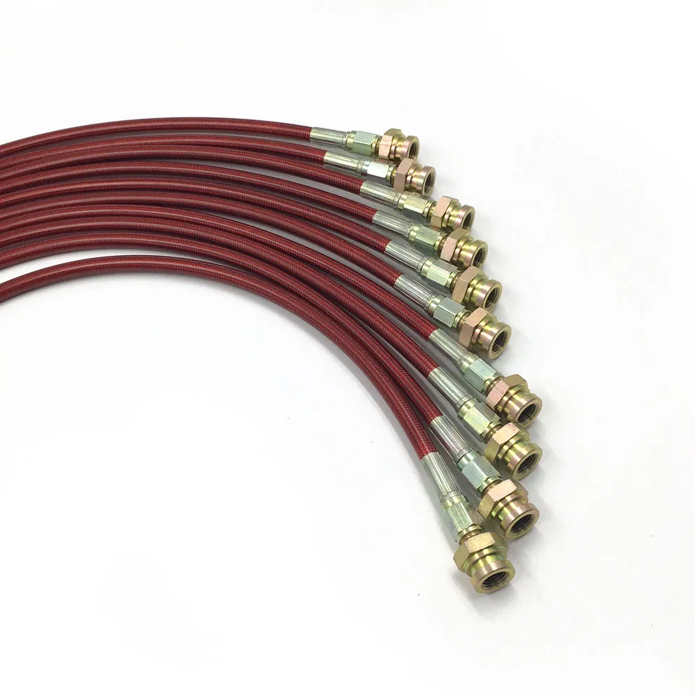 DOT Certificate SAE J1401 Standard An3 3an Red Color PVC Coated Stainless Steel Braided Nylon / PTFE Tefo N Flexible Brake Hose Brake Pipe Line